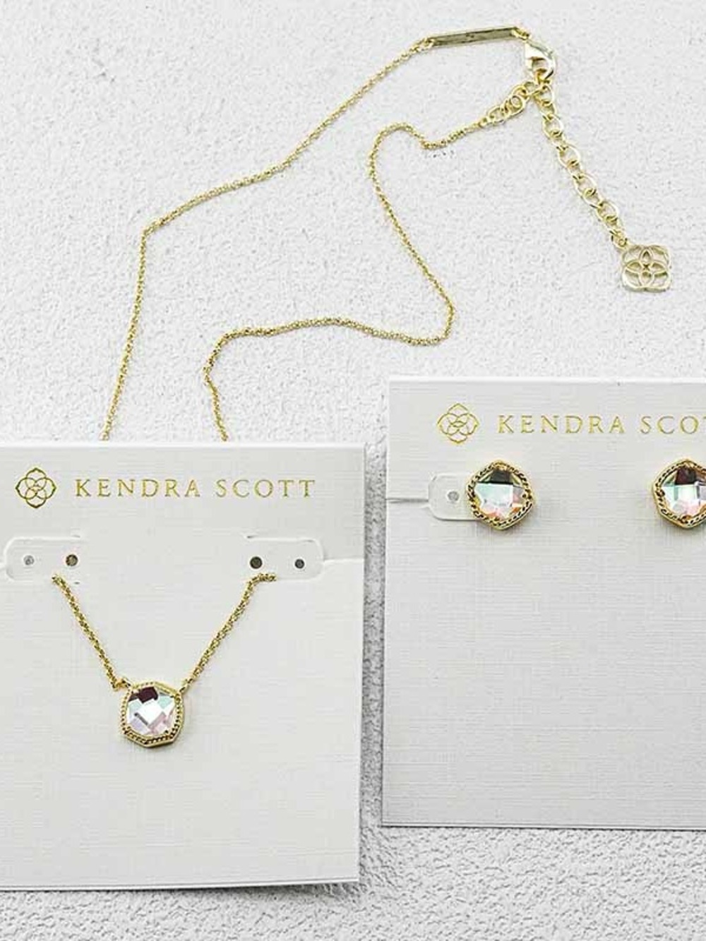 Kendra Scott Gold Necklace with Iridescent Crystal Pendant
